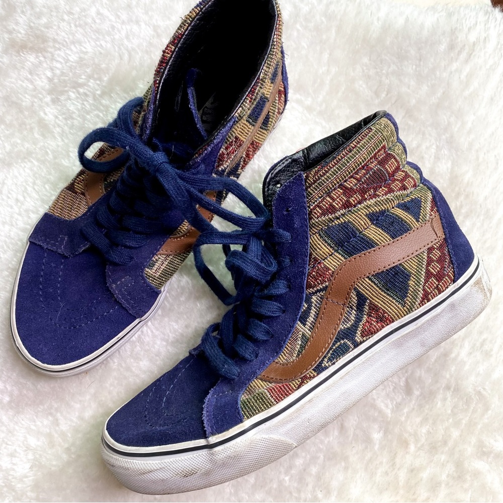 Vans Navy Blue High Top Upholstery Shoes Women’s 8